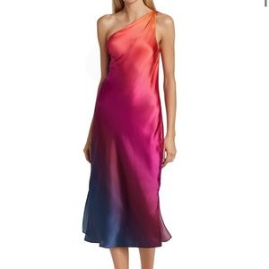 Cami NYC silk ombré one shoulder dress